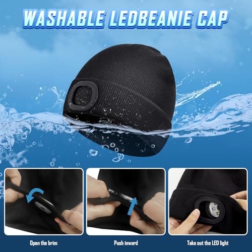 ZOOI Gifts for Men Dad, LED Beanie Hat with Light, Mens Dad Gifts for Mens Who Want Nothing, Fathers Day Mens Gifts for Him Dad, Toque with Light, Cool Gadgets Stuff - Thumbnail 3