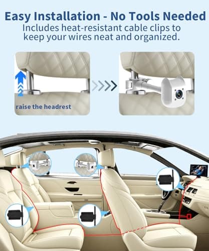 Howison 6.86'' Dual Car Camera Baby Monitor, 1080P Baby Car Camera with IR Night Vision, 150° Wide Angle, USB Powered, Easy to Install, Real-Time Rear Seat Monitoring, Safety for Kids and Newborns - Thumbnail 6