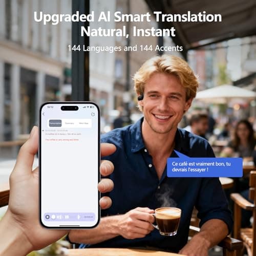 AI Open Ear Headphones Translation Earbuds, Real-Time 2-Way Language Translator Device, 3-in-1 Bluetooth Translating Headphones for Travel/Music/Calls/Exercise, Audifonos Traductores Inglés Español - Thumbnail 3