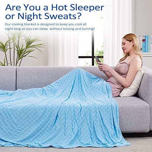 Topcee Cooling Blanket, Summer Cooling Blankets for Hot Sleepers, Arc-Chill Q-Max>0.5 Cool Fiber, Oeko-TEX 100% Certified, Soft, Breathable, Double-Side Bed Throw,Keep Cool for Adults Kids 50"x70" - Thumbnail 4