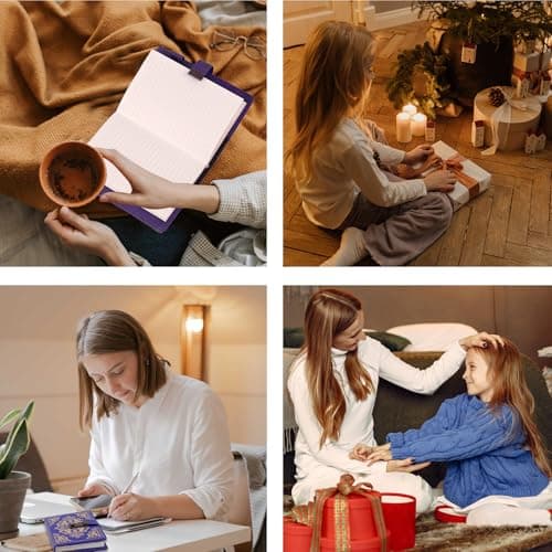 CAGIE Lock Journal for Women Vintage Refillable Diary with Lock 224 Pages Leather Locked Journal for Personal Secrets Writing (Purple) - Thumbnail 5