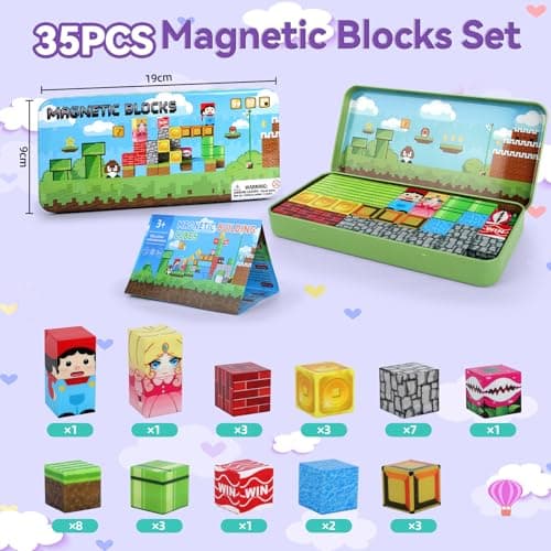 PetPalace Mini Magnetic Blocks - Travel Magnetic Blocks with Portable Iron Box, STEM Magnetic Building Toys, Preferred Gifts for Christmas, Birthdays & Special Occasions - Thumbnail 2