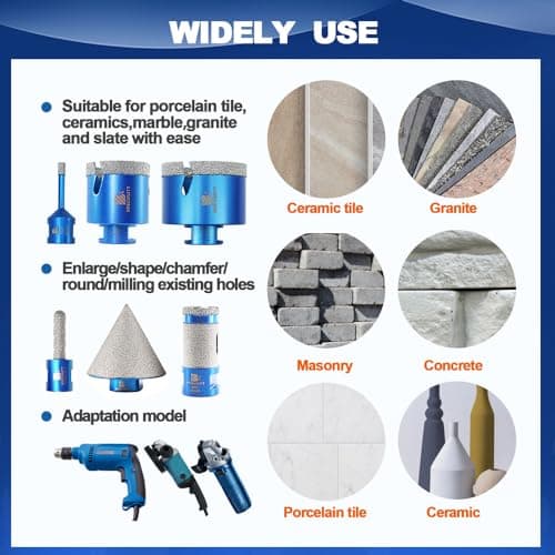 Diamond Core Drill Bit Set - BRSCHNITT 10pcs Tile Hole Saw Kit Diamond for Porcelain Tile Ceramic Marble Granite Drilling,Finger Chamfer Bit - Thumbnail 3