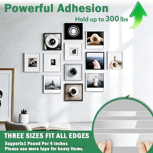 3 Rolls Double Sided Tape Heavy Duty - Total 30FT, Extra Strong Nano Tape Adhesive Strips Filament Tape, Clear Mounting Tape Removable Two Sided Adhesive Tape for Walls, Posters, Rug, Picture Hanging - Thumbnail 3