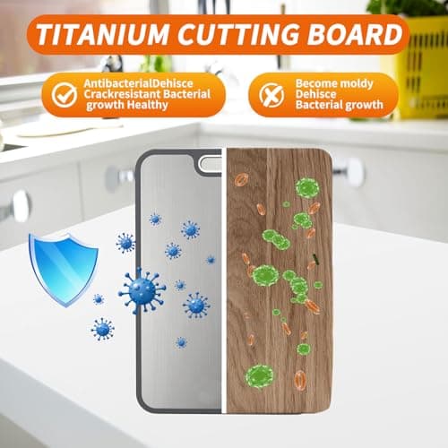 Cutting Board for Kitchen, Cutting Board Double Sided Food Grade, Pure Titanium and Wheat Straw PP Non-slip durable and easy to clean (Large) - Thumbnail 5