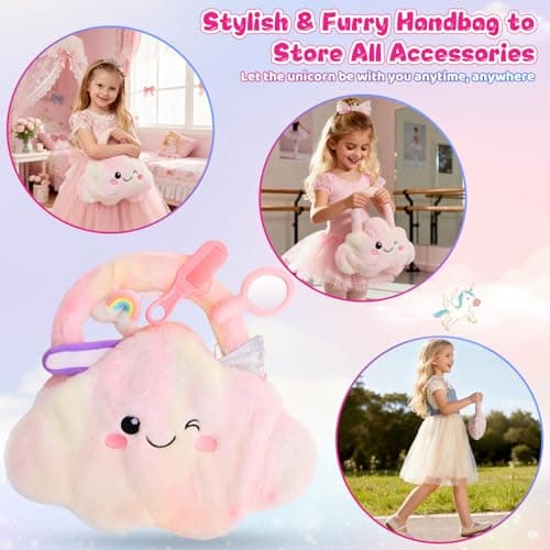 Unicorn Toys for Girls Age 4-6, Ballerina Doll Toys for Girls 3-5, Ballet Dress up Stuffed Animals Dolls with 3 Sets of Clothes & Plush Bag, Unicorn Birthday Gifts for Kids Age 3 4 5 6 7 8 9 10 - Thumbnail 4