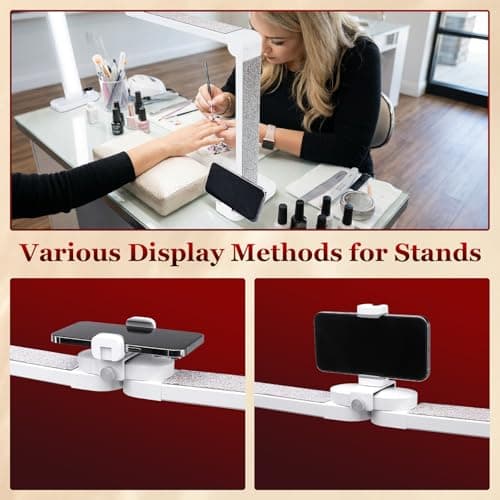 obcd 34in Nail Light for Desk Foldable Large Half Moon Lamp Suitable for Nail Tech Beauty Manicure Eyelash Extension Tattoo Eyebrows Crafts Stepless Brightness with 3 Color Modes Infinitely Knob - Thumbnail 3