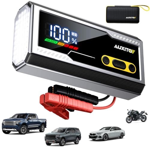 AUXITO 6000A Jump Starter, 12V Car Battery Jump Starter, Up to All Gas & 12L Diesel Engine with LED Display, Portable Jump Box with 3 Modes Flashlight and Jumper Cable, Storage Case - Image 1