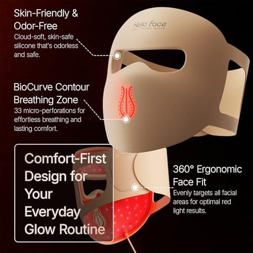Hello Face 4D Red Light Therapy Mask, 311 LEDs 850nm Infrared Long Light Waves Led Face Mask Light Therapy for Cordless Photons Tech, Silicone Skin Improvement for Women with Rechargeable Remote - Thumbnail 6