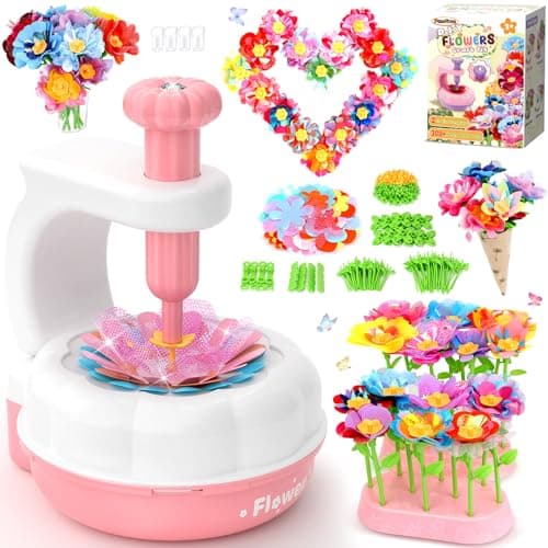 PERRYHOME Fabric Flower Bouquets Toys, 300+ Pcs Birthday Gift Activity Kit, 2 Gameplays STEM Craft for Kids, Reusable DIY Bouquets Maker Mothers Day Gifts for 3 4 5 6 7 8 Years Toddler Girl Gift - Image 1