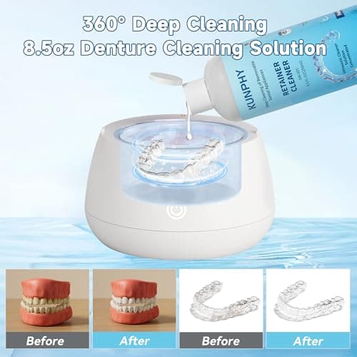 Ultrasonic Retainer Cleaner Solution for Ultrasonic Denture Cleaner-Professional Cleaning of Retainers, Invisible Aligners, Mouth Guards, Night Guards, Remove Odors, Discoloration & Stains 8.5oz - Thumbnail 4