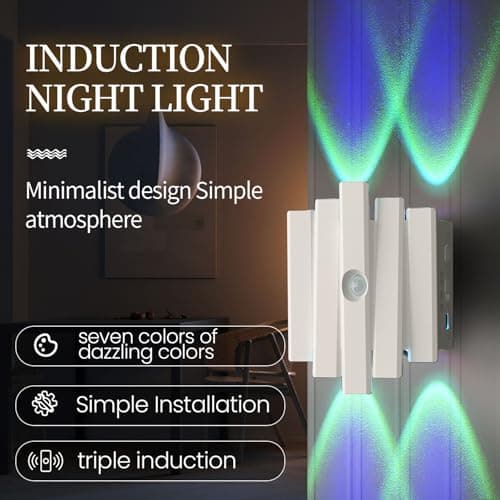 ZSYZDL Rechargeable Motion Sensor Night Light, Magnetic RGB Color Changing LED Ambient Lighting, Compact Battery Operated Indoor Wall Light for Hallway, Stairs, Bathroom & Kids Room (USB-C) - Thumbnail 2