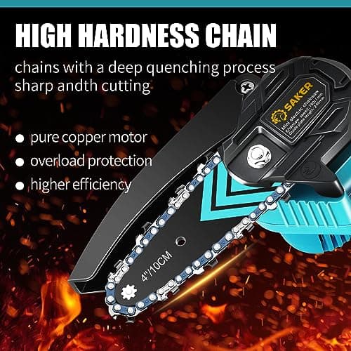 Saker Mini Chainsaw,Portable Electric Chainsaws Cordless,Small Handheld Chain Saw Pruning Shears Chain Saws for Tree Branches,Gifts for for Men Husband Women,Courtyard and Garden - Thumbnail 2