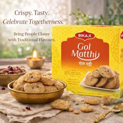 Bikaji Gol Mathi, 14.11 oz ( 400 g ) – Authentic Indian Savory Crackers (Mathri) – Indian Sweets, Handcrafted Flaky Snack Bites with Traditional Spices – Bikaneri Namkeen – Ready-to-Eat Festive Snack for Parties & Everyday Munching - Thumbnail 3