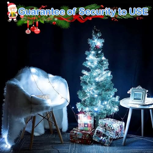 Decute 300LED Christmas String Lights Outdoor Waterproof 105FT UL Certified with End-to-End Plug 8 Modes, Cool White Indoor Starry Fairy Lights for Christmas Tree Patio Garden Wedding Party Decor - Thumbnail 6