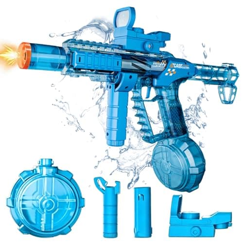Electric Water Gun 26-33 FT Range Automatic Water Gun with Flashing Muzzle Leak-Proof Rechargeable Water Blaster Gift for Kids & Adults for Outdoor Summer Pool Beach Blue