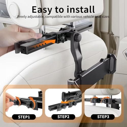 teefeet Car Headrest iPad Holder Aluminum Alloy Material Road Trip Essentials for Kids Car Backseat Tablet Mount Supports Height Adjustment up, Down, Left and Right - Thumbnail 2