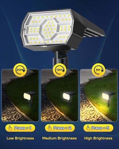Kaxiida Solar Lights Outdoor Waterproof IP68, 3 Lighting Models Solar Powered Spot Lights Outdoor, 56LED Light Dusk to Dawn for Yard Patio Garden Pathway Landscape Lighting - Thumbnail 2