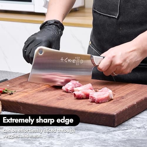 SHI BA ZI ZUO Heavy Duty Stainless Steel Bone Cleaver Knife for Home Chopping Bones - Thumbnail 3