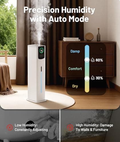 AreShark 2.4 Gal/9L Humidifier for Bedroom, Large Room 500ft², Cool Mist Air Humidifiers with 75H Runtime, Humidity Setting, Easy to Clean, Top Fill, 30dB Quiet, for Plants, Adults, Nursery, Kids - Thumbnail 3