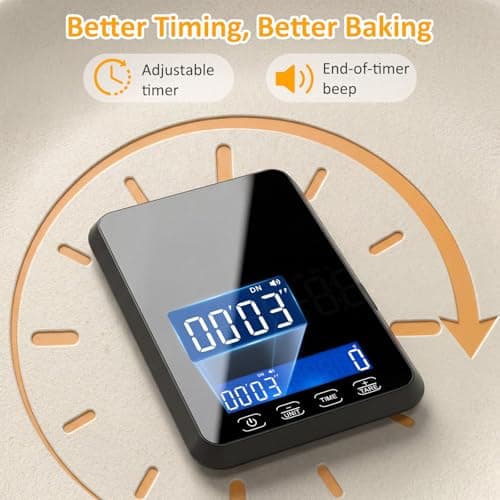 Letron Food Scale, 33 lb / 0.1 oz High Precision Kitchen Scale for Sourdough Bread, Built-in 7 Units, Timing & Tare Function, Rechargeable Digital Kitchen Scale for Food, Baking, Cooking - Thumbnail 4