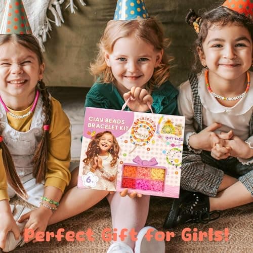 Sistenia Girls Gifts Bracelet Making Kit, 20 Colors Polymer Clay Beads with Charms Letter Beads Arts and Crafts Kit Jewelry Making Set Cute Stuff Birthday Gift Idea for Kids Ages 6-15 - Thumbnail 6