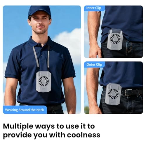 HandFun AI Portable Fan Rechargeable, 10000mAh Waist Fan with Flashlight [18H Working Time], 3 Speeds Strong Airflow Wearable Personal Clip on Shirt for Outdoor, Jobsite, Farms, Traveling, Fishing - Thumbnail 6