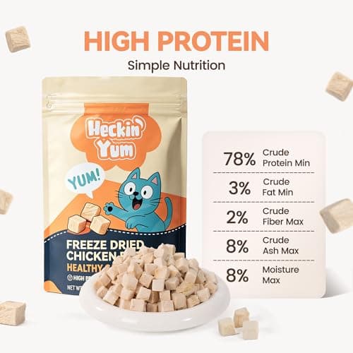 Heckin Yum Freeze Dried Chicken Cat & Dog Treats, Single Ingredient, Healthy Cat Snacks & Food Toppers for Picky Cats, 4 oz - Thumbnail 5