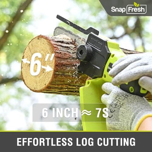 SnapFresh Mini Chainsaw Cordless 5” & 6”, 20V Electric Handheld Chainsaws with 2.0Ah Battery & Fast Charger, Lightweight Battery Powered Saw with 2 Chains for Wood Cutting & Branch Trimming - Thumbnail 2