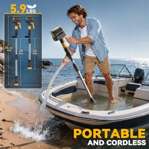 Ecarke 840GPH Cordless Stick Water Transfer Pump Compatible With DeWalt 20V (Tool Only), 38FT, Self Priming, Portable Electric Water Pump with Hose Kit for Pool Garden Basement RV Boat - Thumbnail 6