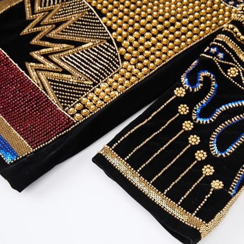 GHNXCY Men's Sequin Blazer, Floral Tuxedo Jacket, Lapel Suit for Party Wedding Banquet Prom (US, Alpha, X-Large, Regular, Regular, Multicolored) - Thumbnail 6