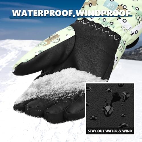 Odtmger Warm and Breathable Snow Gloves - Waterproof and Anti-Slip Ski Gloves for Boys & Girls, Men & Women - Thumbnail 2