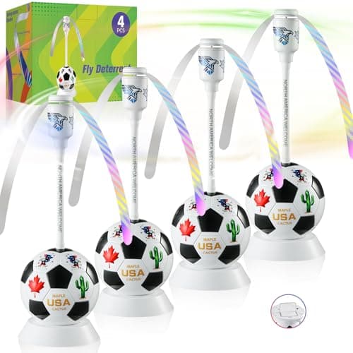 chemotex Soccer Theme Fly Fans for Tables, Table Top Fly Spinner to Keep Flies Away from Food, Outdoor Fly Repellent Fan for World Cup Party Decorations, Birthday Party Decor, BBQ (4) - Image 1