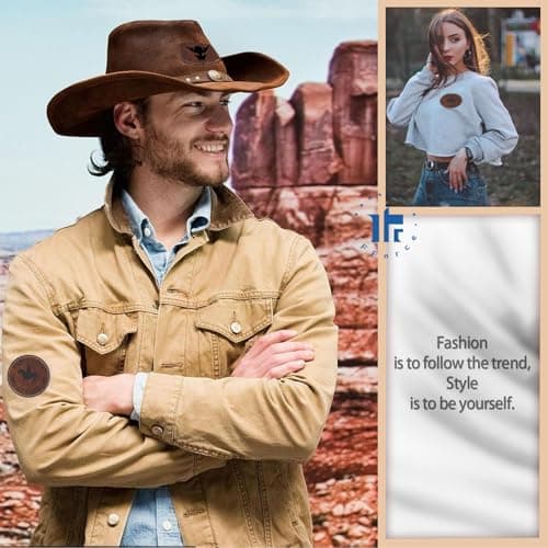 iFForce Laser Engraving Blanks - 60pcs Leatherette Khaki & Brown Hat Patches - PU Leather Iron on Hat Patches for DIY Custom Laserable Engravable Craft Gifts - Thumbnail 4