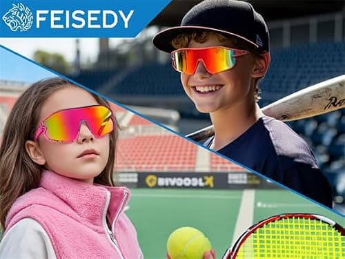 FEISEDY Unisex Youth Sunglasses, Teens Baseball Tennis Sunglasses, UV400 Sports Boys Girls Cycling Shades B4064 - Thumbnail 2