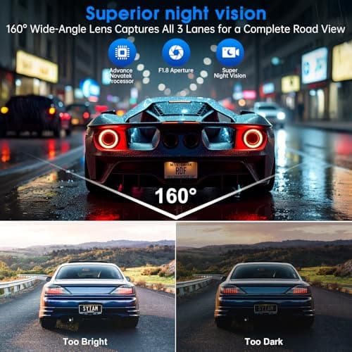 Yonvim Dash Cam 2.5K Front and Rear with 64GB Card, Car Dashboard Camera with WiFi GPS, 3.39" IPS Screen, WDR Night Vision, Loop Recording, G-Sensor, 160 Wide Angle - Easy Setup for Daily Commuters - Thumbnail 3