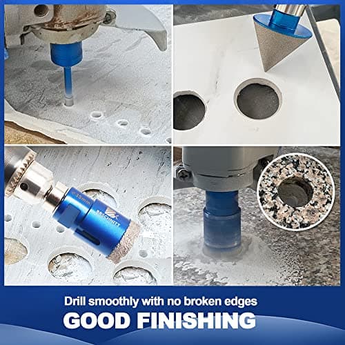 Diamond Core Drill Bit Set - BRSCHNITT 1/4" 5/16" 3/8" 1" 1-3/8" 2" 2-1/2"Diamond Tile Hole Saw Kit for Drilling Porcelain Tile Ceramic Marble Granite,2" Diamond Chamfer Bit&Adapter - Thumbnail 3
