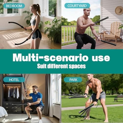 Ropeless Battle Ropes – Weighted Portable Workout Ropes for Home Gym, Cordless Jump/Arm Exerciser with Non-Slip Gloves & Training Poster – HIIT, Low-Impact Cardio & Strength/Muscle Training(2PCS) - Thumbnail 5