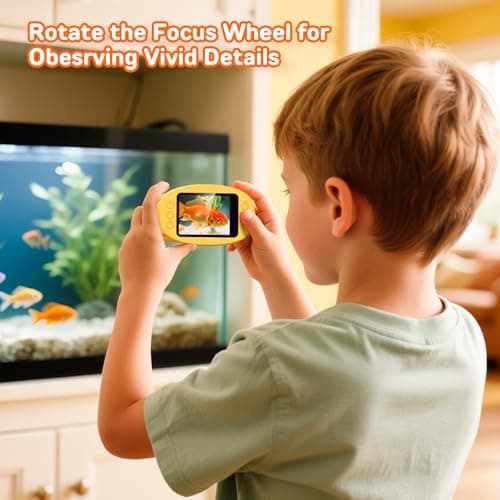1000X Digital Handheld Microscope for Kids with 2.0" IPS Screen, Outdoor Toys Portable STEM Science Lab Gifts, Rechargeable Pocket Microscope Educational Toy for Boys & Girls Age 4-6 8-12, Orange - Thumbnail 3