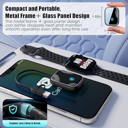 2in1 Wireless Carplay Adapter for iPhone Android,for Toyota/Honda/Cadillac/Ford/Chevrolet/Jeep Carplay,Plug Play Automatic Reconnect,Convert Wired to Wireless Bluetooth Carplay Dongle(USB A/C)06d - Thumbnail 2