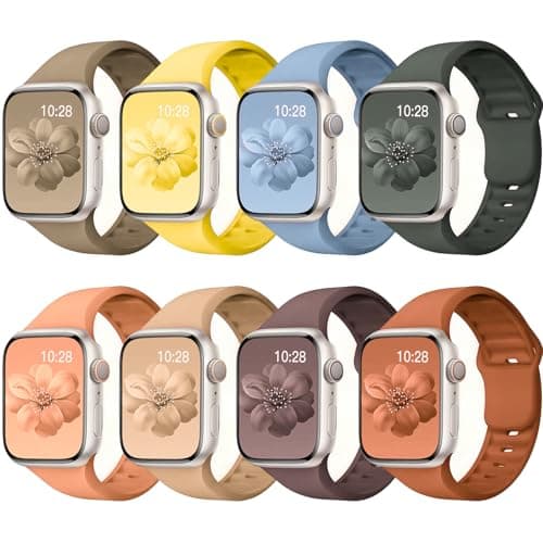 8 Pack Sport Band Compatible with Apple Watch Bands Women Men 40mm 38mm 41mm 42mm 44mm 45mm 49mm 46mm,Silicone Waterproof Strap for iWatch Apple Watch Series11 10 9 8 7 6 5 4 3 2 1 SE Ultra - Image 1