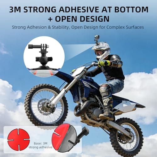 Flymile 2Pack Helmet Flexible Adhesive Mount for Insta360, 360° Adjustable Sticky Holder with Safety Buckle for GoPro, Insta 360 X5/X4/Ace Pro 2/GO 3S, for DJI Action 6 5 4 Motorcycle Ski Accessories - Thumbnail 4