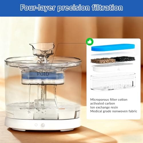 PGID Cordless Cat Water Fountain for Drinking, 5000mah Battery Operated Pet Dog Water Fountain, 74oz/2.2L Automatic Cat Water Dispenser for Cats Dog Indoor Outdoor - Thumbnail 4