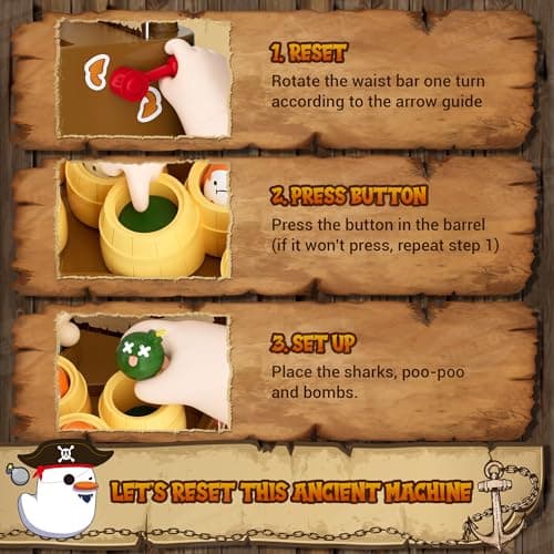 UNEEDE Pirate Bounce and Catch Game, Pop Up Pirate Toy with Shark, Bomb, and Poop Launchers, Interactive Board Game for Kids with Reward System, Perfect for Boys & Girls - Thumbnail 4