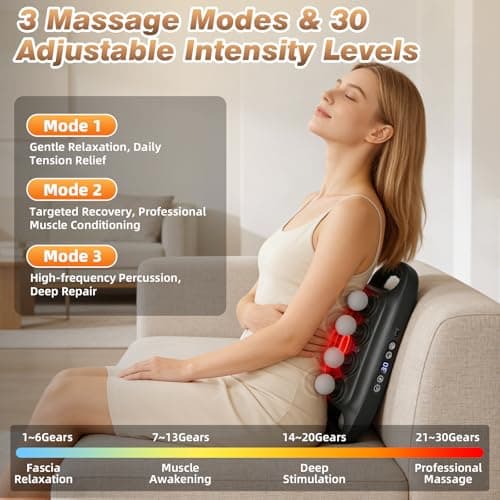 Prisag 16 Head Deep Tissue Massage Gun, Percussion Muscle Massager with 3 Modes & 30 Intensities, Ultra-Quiet Massage Gun for Back,Shoulders, Legs, Foot, Muscle Pain Relief, Ideal Gift for Men Women - Thumbnail 5