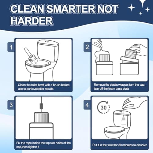 Msvvko Toilet Bowl Cleaners, Blue Cleaner Tablets in Bottle, Deodorizes, Freshens Odors, Drops Into Toilet Tank, Long Lasting Slow Release, Septic tank safety - 3 packs - Thumbnail 6