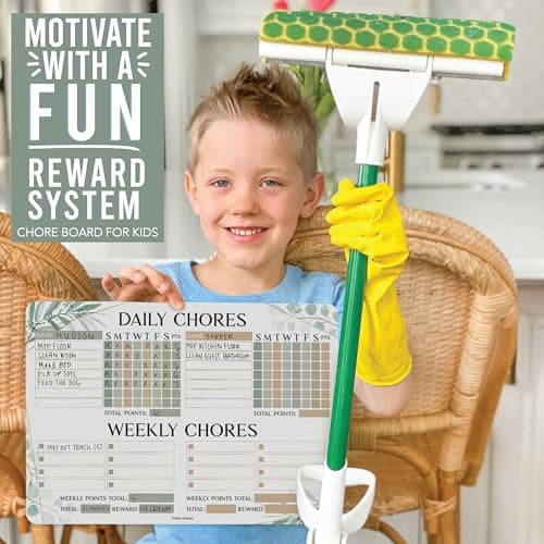 Hadley Designs Magnetic Chore Chart for Kids Multiple - Chores Board for Refrigerator, Dry Erase Task Chart for 2 Kids Daily Behavior, Family Weekly Planner for Teens and Adults, Greenery Chore Board - Thumbnail 6