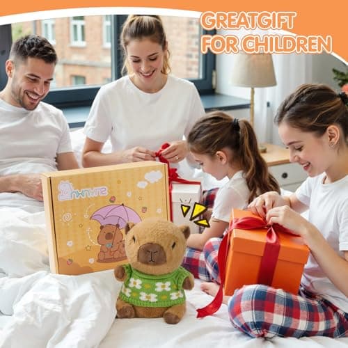 NXNYNZ Capybara Plush for Kids 4 5 6 7 8 9 10+ Year Old Birthday Cute Capybara Plush Set with Stuffed Animal/Cup/Notebook/Bag/Pen/Stickers/Badge/Keychain - Thumbnail 4
