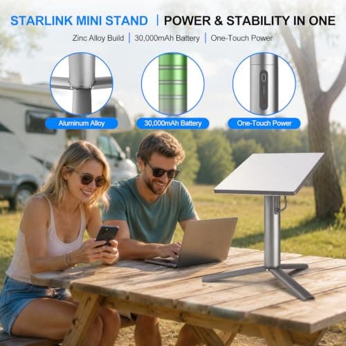 Datop for Starlink Mini Battery Mount,30,000 mAh with Battery Pack 20V 5A Output,Starlink Mini Power Bank Adjustable Tripod Stand，LED Power Indicator, Type-C Charging Port，for Outdoor & RV Camping - Thumbnail 3