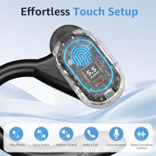 2026 Upgrade Open Ear Clip Headphones【28H Battery LED Display】【3D Surround Sound】 Bluetooth 5.4 Wireless Sports Earbuds IPX5 Sweatproof Low Latency Gaming Headset with Earhooks, for iOS & Android - Thumbnail 5